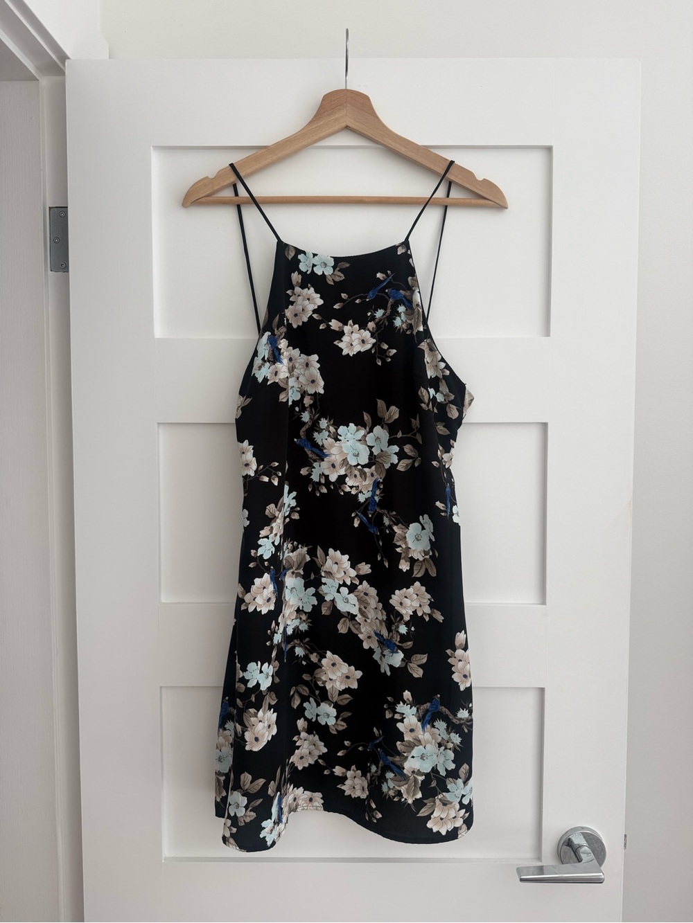 Floral Halter Dress - Black/Blue